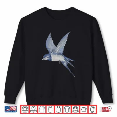 Sweatshirt Swallow Bird Watercolor Design Shirt