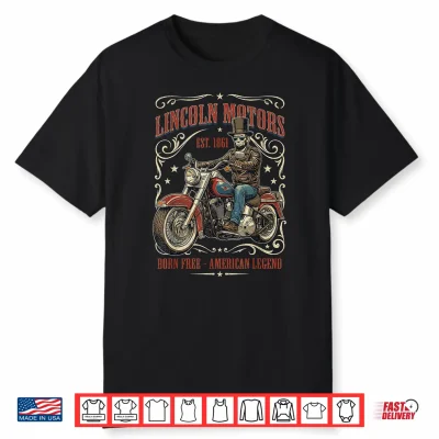 Vintage Abraham Lincoln Abe Lincoln Riding Motorcycle Men Shirt