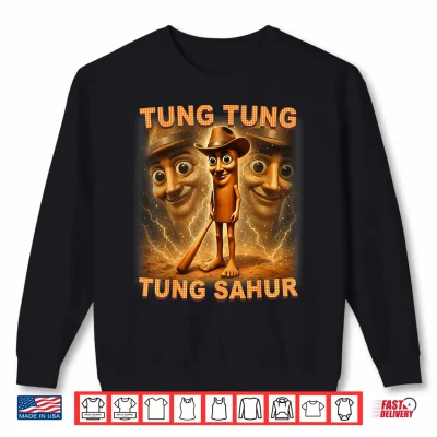 Sweatshirt Tung Tung Tung Sahur Cowboy Funny Meme Shirt