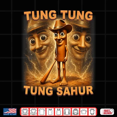 Design Tung Tung Tung Sahur Cowboy Funny Meme Shirt