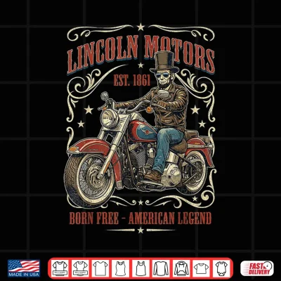Design Vintage Abraham Lincoln Abe Lincoln Riding Motorcycle Men Shirt