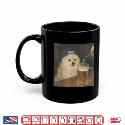 Mug Vintage Pomeranian Drinking Beer Funny Dog Meme Shirt