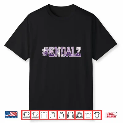 #Endalz Patchwork Style Alzheimer Awareness Purple Shirt