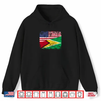 Hoodie Guyanese Roots Half American Flag USA Guyana Flag Shirt