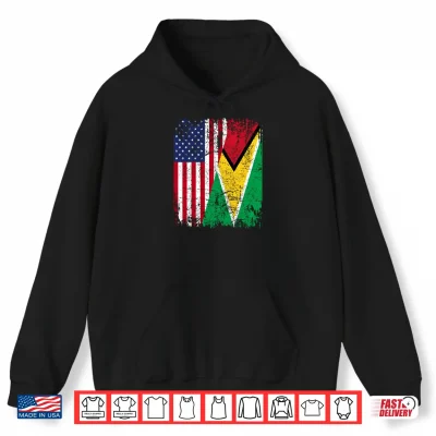 Hoodie Guyanese American Flag Men Women Kids Guyana Shirt