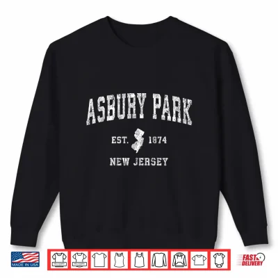 Sweatshirt Asbury Park New Jersey NJ Vintage Athletic Sports Design Shirt