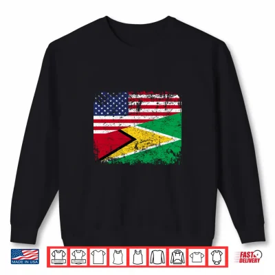 Sweatshirt Guyanese Roots Half American Flag USA Guyana Flag Shirt
