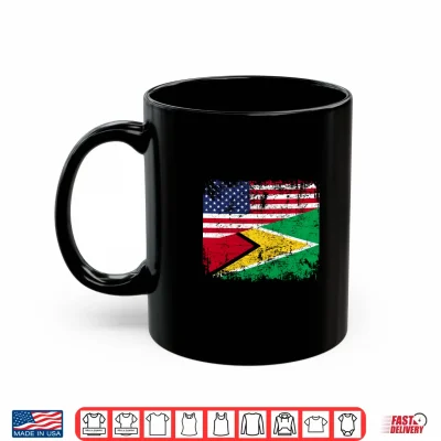 Mug Guyanese Roots Half American Flag USA Guyana Flag Shirt