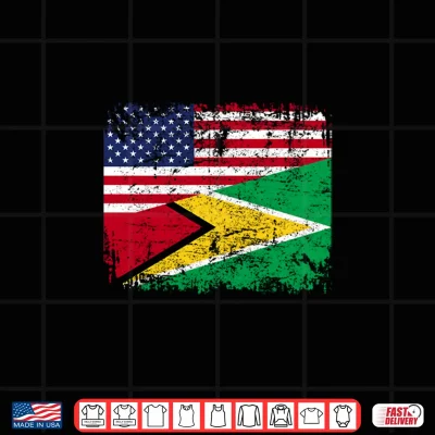 Design Guyanese Roots Half American Flag USA Guyana Flag Shirt