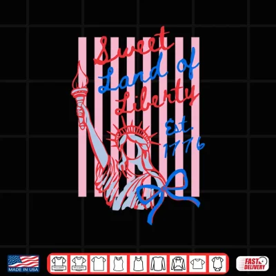 Design Sweet Land Of Liberty Est 1776 Coquette Bow USA 4th Of July Shirt