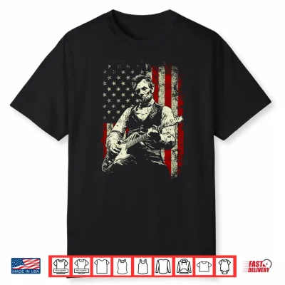 Abraham Lincoln Playing Guitar Rock And Roll American Flag Performance Shirt