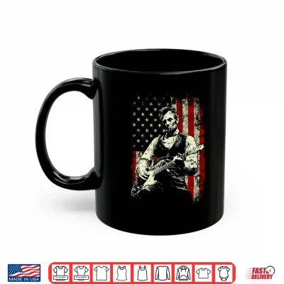 Mug Abraham Lincoln Playing Guitar Rock and Roll American Flag Performance Shirt