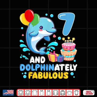 Design 7 and Dolphinaletly Fabulous 7th Birthday Dolphin Lover Shirt