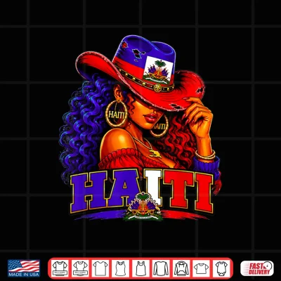 Design Funny Haitian Girl Haiti Flag Proud Caribbean Women Shirt