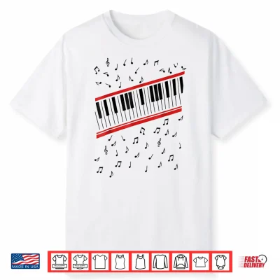 Retro Piano Keyboard Music Notes 80S Vibe Shirt