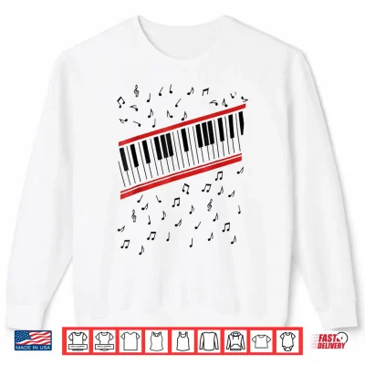 Sweatshirt Retro Piano Keyboard Music Notes 80s Vibe Shirt