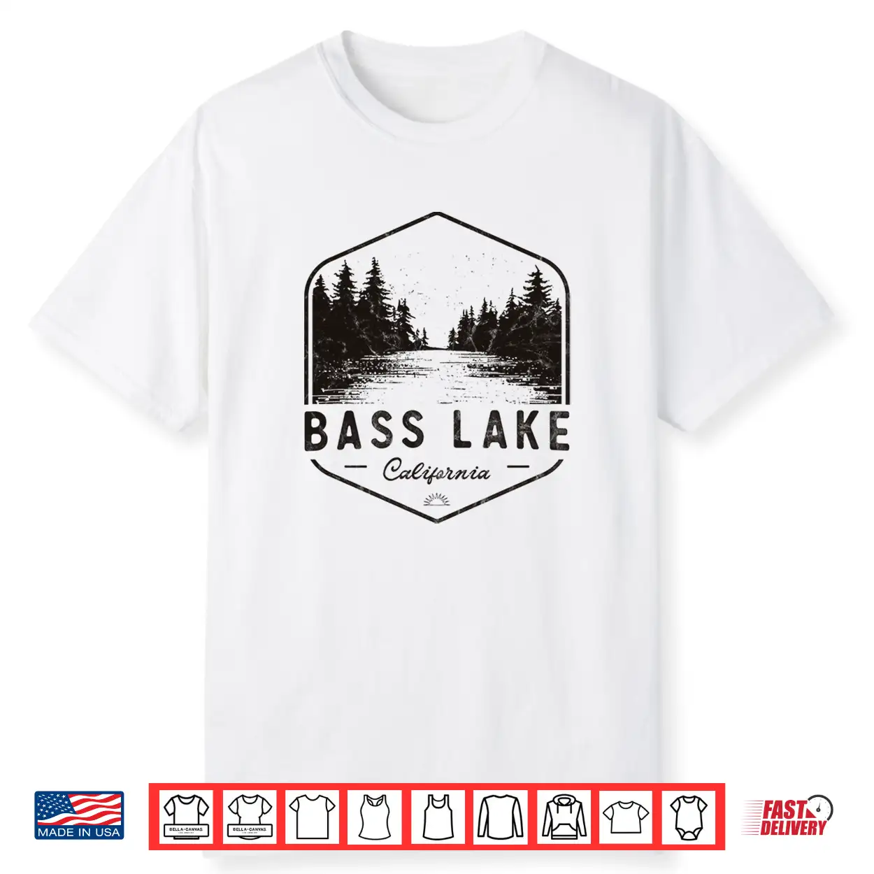 Bass Lake California Outdoors Vintage Performance Shirt