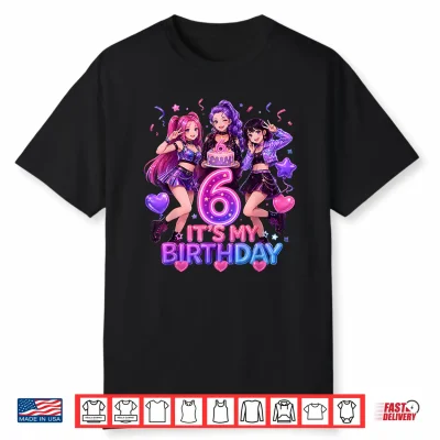 Kids It’S My 6Th K Pop Birthday Girl 6 Year Old K Pop Bday Shirt