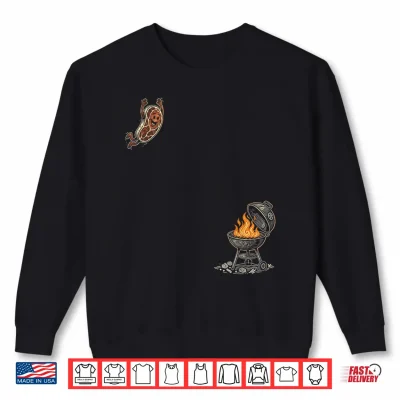 Sweatshirt Steak Dive Funny Flying Steak BBQ Grilling Cartoon Humor Shirt