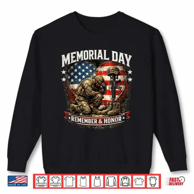Sweatshirt Memorial Day USA Flag Remember Honor Patriotic Family Design Shirt