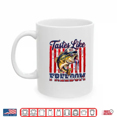 Mug Tastes Like Freedom 4th of July American Bass Fishing Shirt