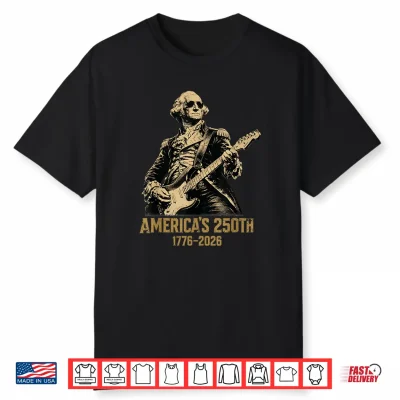 America 250Th George Washington Rock Guitar Music 1776 2026 Shirt