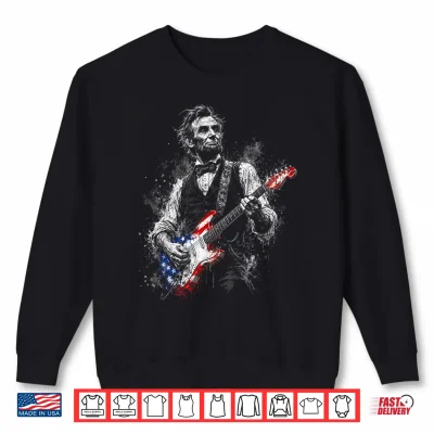 Sweatshirt Abraham Lincoln Abe Lincoln Playing Guitar Retro 4th of July Shirt