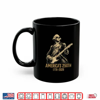 Mug America 250th George Washington Rock Guitar Music 1776 2026 Shirt