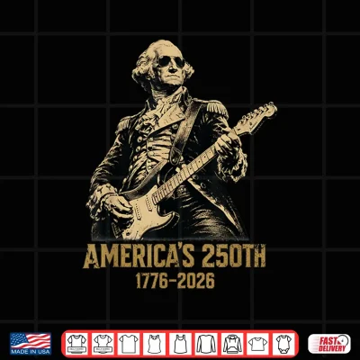 Design America 250th George Washington Rock Guitar Music 1776 2026 Shirt