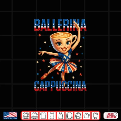Design Ballerina Cappuccina Italian Brainrot 4th of July USA Flag Performance Shirt