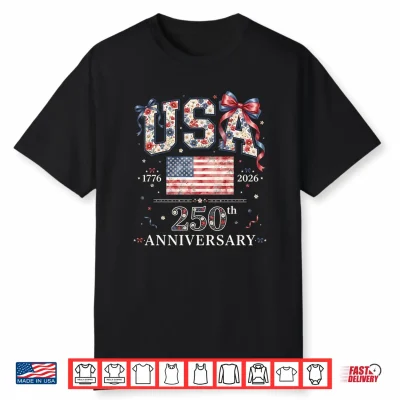 Floral Usa Flag Bow Patriotic 4Th Of July 250Th Anniversary Shirt