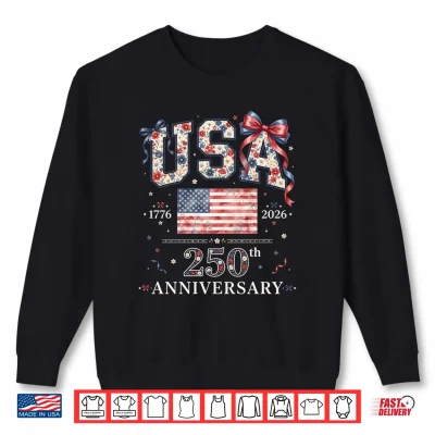Sweatshirt Floral USA Flag Bow Patriotic 4th of July 250th Anniversary Shirt