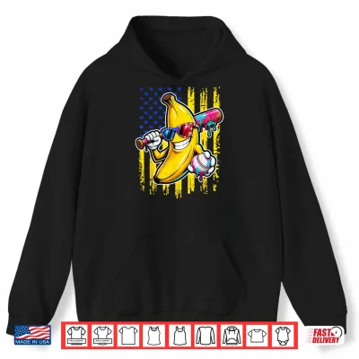 Hoodie Funny Banana Drip American Flag Shirt