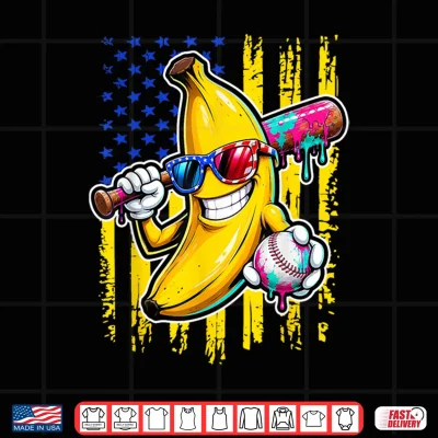 Design Funny Banana Drip American Flag Shirt