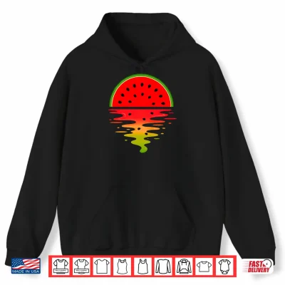 Hoodie Funny Summer Watermelon Sunset Art Fruit Lover Shirt