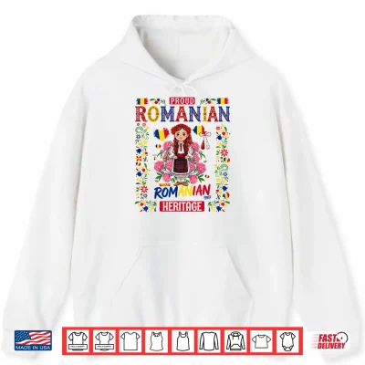 Hoodie Romanian Flag Outfit Idea for Girls Romania Folk Themed Shirt
