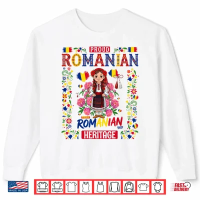 Sweatshirt Romanian Flag Outfit Idea for Girls Romania Folk Themed Shirt
