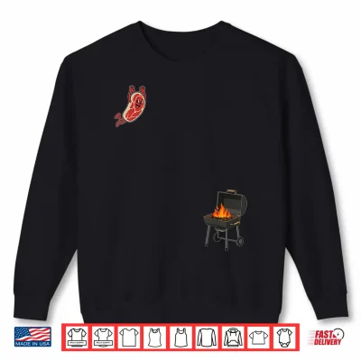 Sweatshirt Steak Dive Shirt Funny Flying Steak BBQ Grilling 4th July Shirt