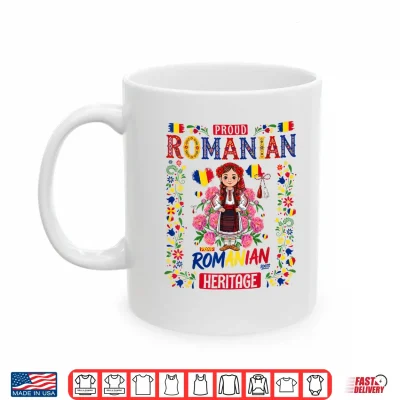 Mug Romanian Flag Outfit Idea for Girls Romania Folk Themed Shirt
