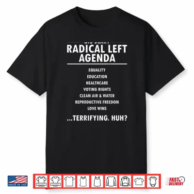 Vintage Support Radical Left Agenda Usa Liberal 4Th Of July Shirt