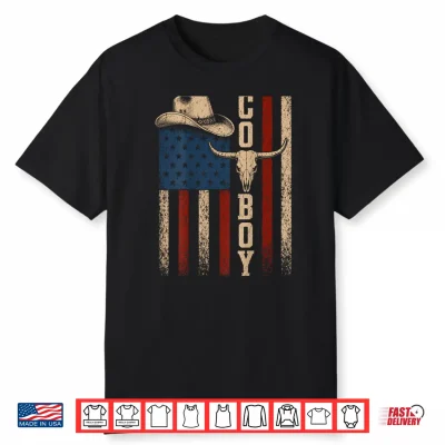 Western Country Men Teen Boy Kid Rodeo Retro Cowboy (Back) Shirt