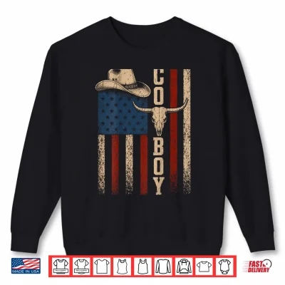 Sweatshirt Western Country Men Teen Boy Kid Rodeo Retro Cowboy Back Shirt