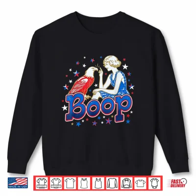 Sweatshirt Boop Vintage Girl and Eagle Funny Patriotic Retro Art Shirt
