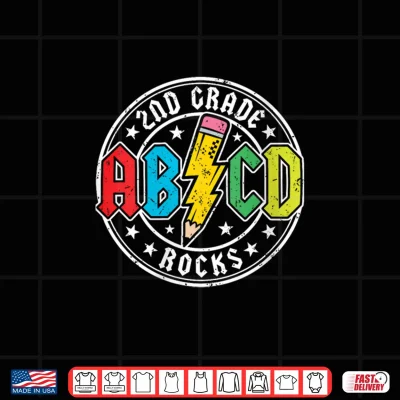 Design ABCD Second 2ND Grade Rocks Back to School First Day Kids Shirt