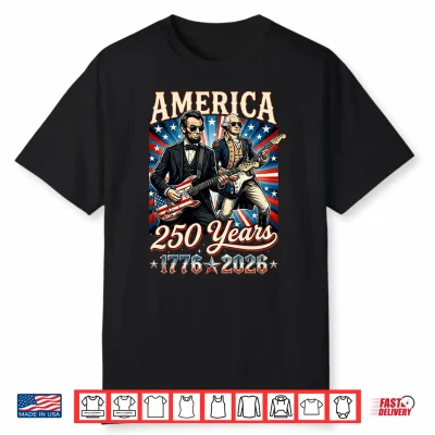 George Washington Abraham Lincoln Playing Guitar 250 Years Performance Shirt