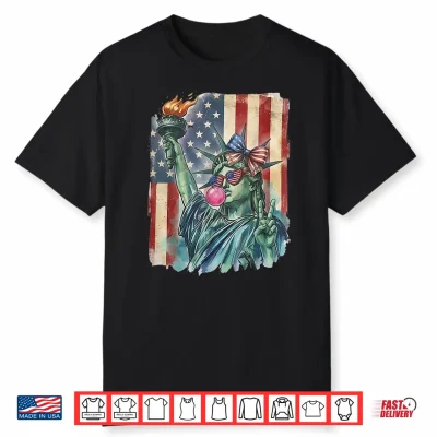 Preppy 4Th Of July Statue Of Liberty Blowing Bubble Gum Shirt
