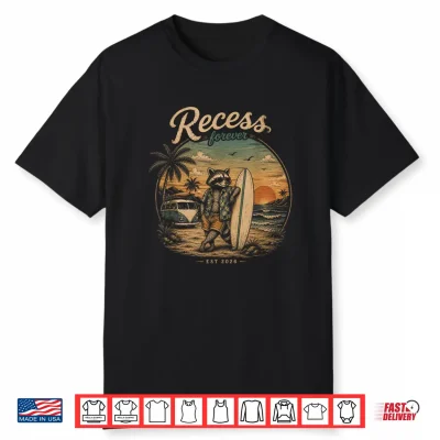Recess Forever Est 2026 Raccoon Teacher Retirement Shirt