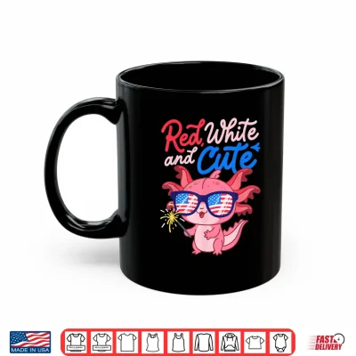 Mug Red White and Cute Axolotl Patriotic Fourth of July Shirt