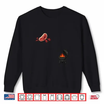 Sweatshirt Steak Dive Funny Flying Steak BBQ Grilling 4th July Humor Shirt