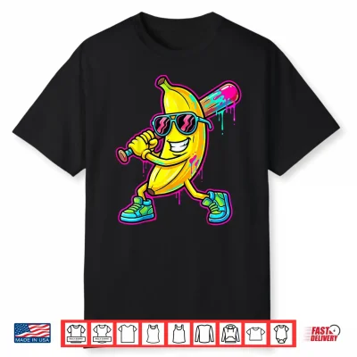 Banana Funny Ice Cream Drip Kids Youth Boys Girls Shirt